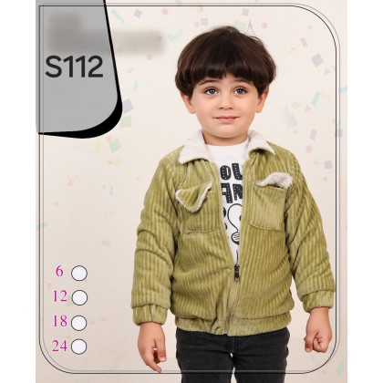 طقم للأطفال شتوي 3 قطع لون أخضر (جاكيت ، بلوزة ، بنطال كتان)