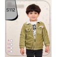 طقم للأطفال شتوي 3 قطع لون أخضر (جاكيت ، بلوزة ، بنطال كتان)