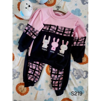 بيجامة بناتي Lovely بتصميم أرنب لون زهري