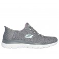 حذاء سكيتشرز سليب انس: سميت للنساء لون رمادي ونعل ابيض- Skechers Women's Slip-ins: Summits - Dazzling Haze Shoes