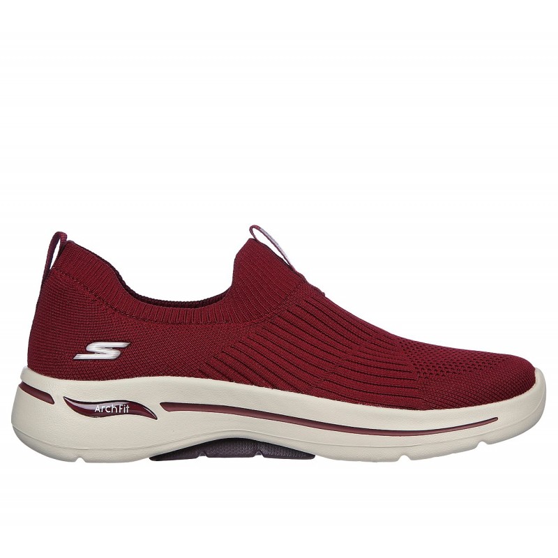 Skechers Women's GOwalk Arch Fit -Iconic Shoes - حذاء سكيتشرز جو ووك ارش فيت -ايكونك للنساء لون أحمر ونعل أبيض