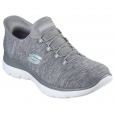 حذاء سكيتشرز سليب انس: سميت للنساء لون رمادي ونعل ابيض- Skechers Women's Slip-ins: Summits - Dazzling Haze Shoes