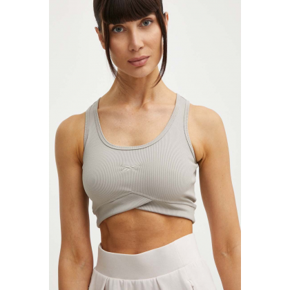 Reebok Womens' Studio Rib Crop Ash Bra
