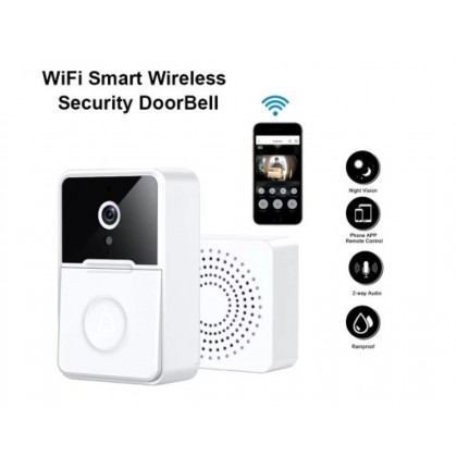 جرس باب لاسلكي Mini Wifi - ذات كاميرا  خارجية لاسلكية وصوت ثنائي الاتجاه وميكروفون مدمج ورؤية ليلية - يعمل من خلال تطبيق X Smart Home