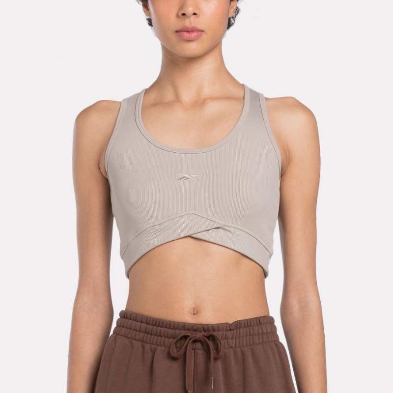 Reebok Womens' Studio Rib Crop Ash Bra