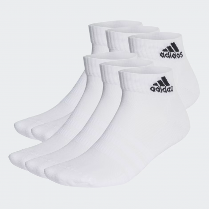 adidas Unisex' Cushioned Sportswear Ankle Socks 6 Pairs - White