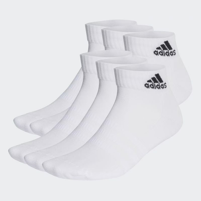adidas Unisex' Cushioned Sportswear Ankle Socks 6 Pairs - White