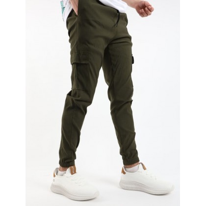 بنطلون سبورت كاجوال للرجال لون زيتي من I CAN
