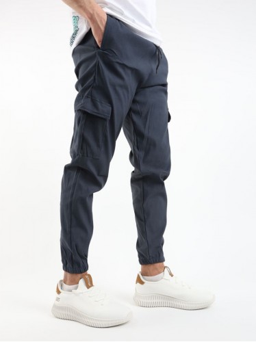 بنطلون لايكرا جيب كاجوال للرجال لونكحلي من I CAN