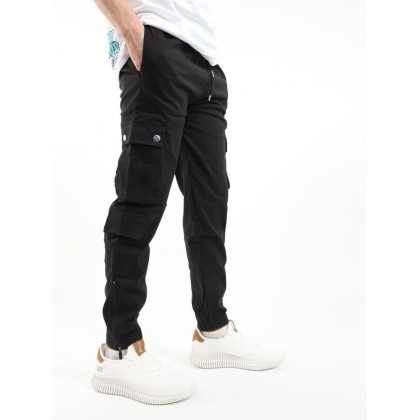 بنطلون سبورت كاجوال فوتر للرجال لون أسود من I CAN