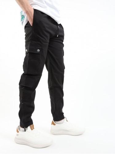 بنطلون لايكرا جيب كاجوال للرجال لون زيتي من I CAN