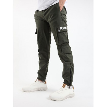 بنطلون سبورت كاجوال فوتر للرجال لون زيتي من I CAN