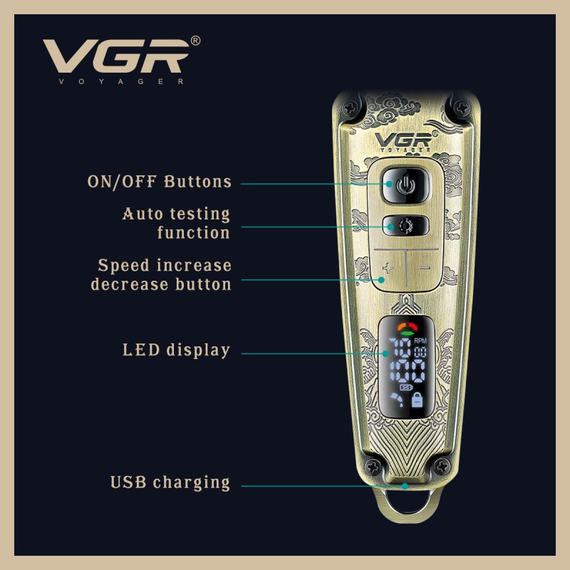 ماكينة قص الشعر ذات هيكل معدني فاخر من VGR