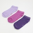 جوارب قطنية قصيرة (3 أزواج) للنساء بألوان متعددة بنفسجي ونهدي وبنفسجي غامق