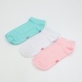 جوارب قطنية قصيرة (3 أزواج) للنساء بألوان متعددة أبيض وزهري وأخضر