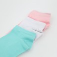 جوارب قطنية قصيرة (3 أزواج) للنساء بألوان متعددة أبيض وزهري وأخضر