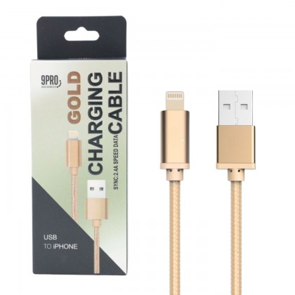 سلك شحن USB- IPHONE . لون ذهبي