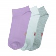 جوارب قطنية قصيرة (3 أزواج) للنساء بألوان متعددة سكني وأبيض وبنفسجي
