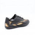 حذاء برباط للأطفال والرجال لون أسود مع ذهبي ونعل أسود