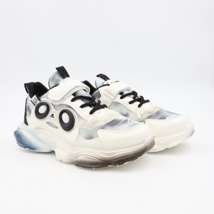 بوت رياضي بناتي للأطفال لون أبيض وأسود