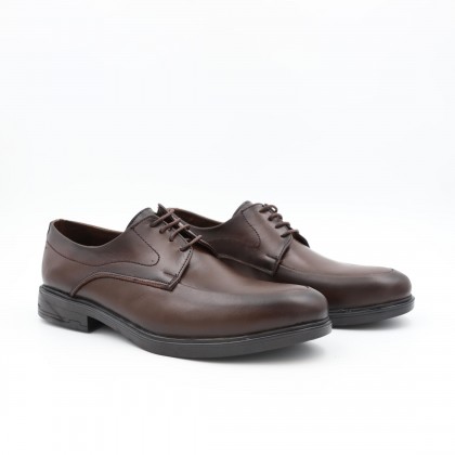 حذاء رسمي برباط للرجال جلد طبيعي لون بني ونعل أسود من I Can