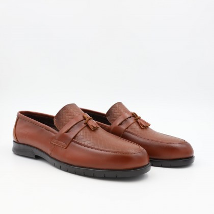 حذاء رسمي  للرجال جلد طبيعي لون عسلي ونعل أسود من I Can