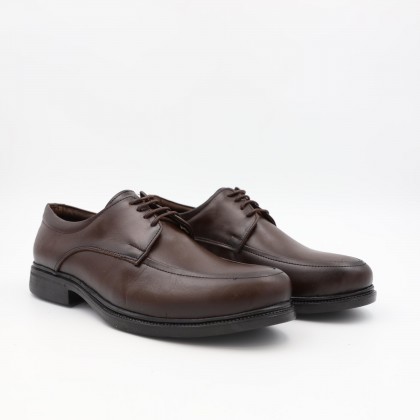 حذاء رسمي برباط للرجال جلد طبيعي لون بني ونعل أسود من I Can