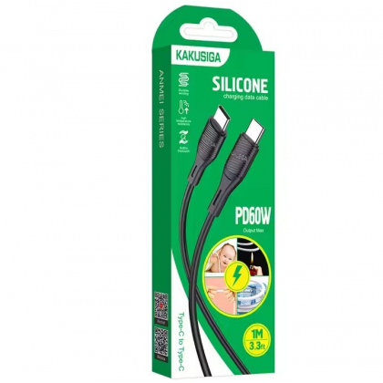  وصلة شاحن فائق السرعة تايب سي إلى تايب سي 1 متر -  Charging data cable PD 60W Type-c  to Type-c 1m by  KAKUSIGA