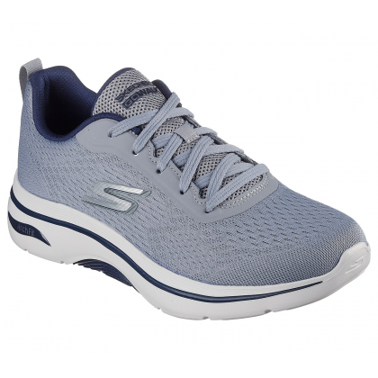 Skechers Men's Go Walk Arch Fit 2.0-Idyllic 2 Shoes -حذاء سكيتشرز جو ووك ارتش فيت 2.0 للرجال لون رمادي ونعل أبيض