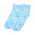 جوارب قطنية طويلة بتصميم رسوم فراشة وورد (زوج واحد) من فولو للنساء لون أزرق