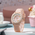 ساعة يد ملونة بعلبة new fashion watch لون زهري