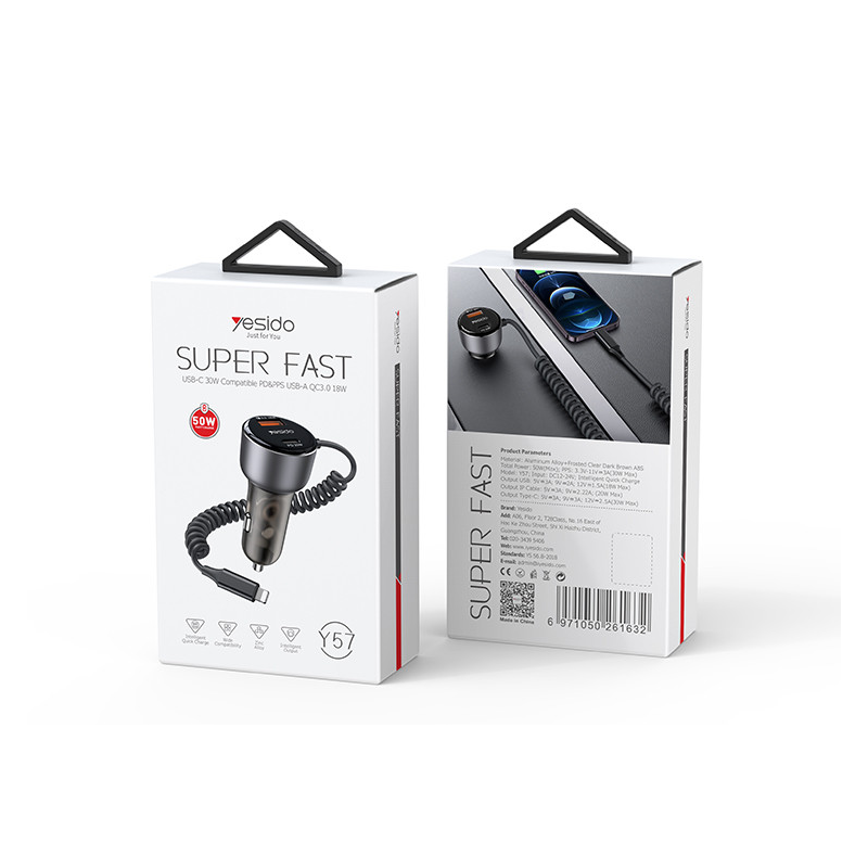 Yesido Y57 50W Fast Charging Car Charger