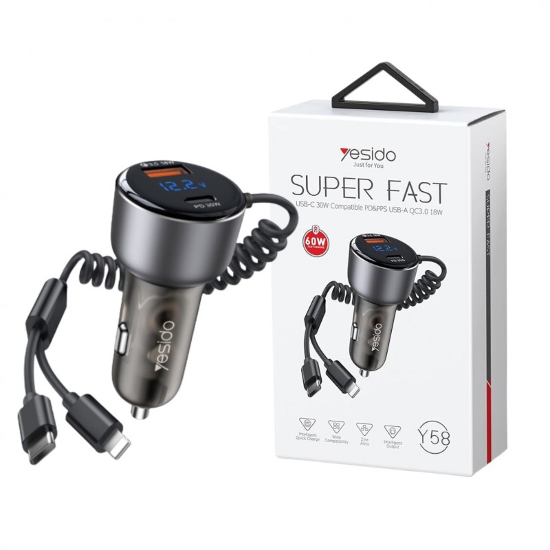 Yesido Y58 60W Fast Charging Car Charger