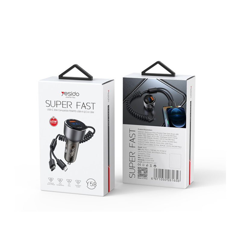 Yesido Y58 60W Fast Charging Car Charger