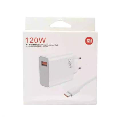 شاحن موبايل شاومي 120واط Xiaomi - 120w Charger Power Adapter &Type-c Data Cable