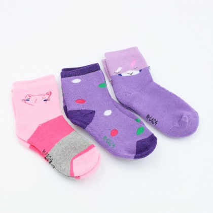 جوارب شتوية طويلة للأطفال (3 أزواج) بألوان متعددة