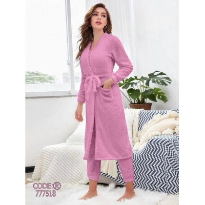 طقم ستاتي 3 قطع لون زهري One Size