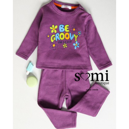 بجامة شتوية قطعتين للأطفال لون بنفسجي بتصميم Be Groovy من Sami Boutique