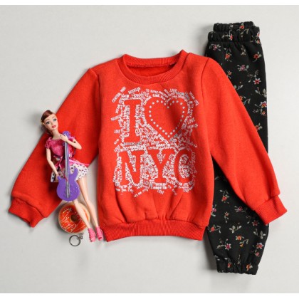 بجامة شتوية قطعتين للأطفال لون أحمر و أسود من Sami Boutique