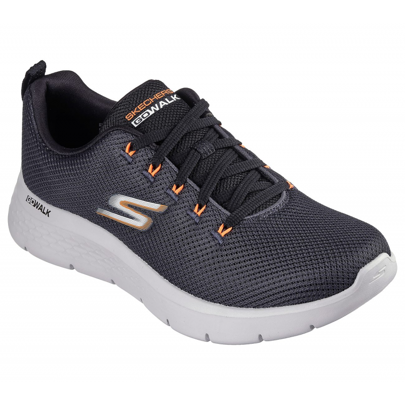 Skechers Men's GO WALK Flex - Vespid Shoes - حذاء سكيتشرز جو ووك فليكس- فيسبيد للرجال لون رمادي غامق ونعل أبيض