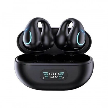 سماعة بلوتوث Q71 لون أسود تعمل باللمس مع شاشة خارجية