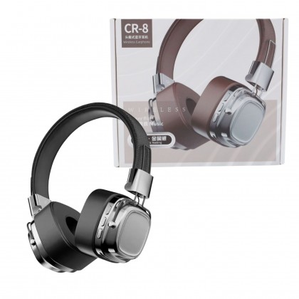 سماعة رأس لاسلكية CR-8 Classic فوق الأذن – لون أسود مع فضي
