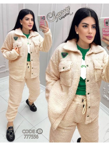 طقم ستاتي فرو ثقيل 3 قطع من شارمي One Size