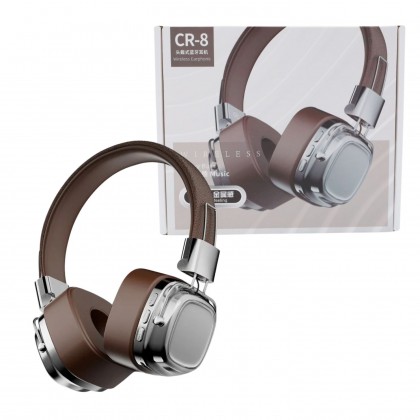 سماعة رأس لاسلكية CR-8 Classic فوق الأذن – لون بني