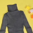 بلوزة صوف قبة عالية للأطفال لون رمادي