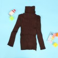 بلوزة صوف قبة عالية للأطفال لون بني
