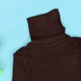 بلوزة صوف قبة عالية للأطفال لون بني