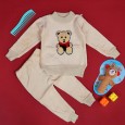 بجامة بتصميم رسوم الدب (قطعتين) للأطفال لون بيج