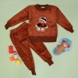 بجامة بتصميم رسوم الدب (قطعتين) للأطفال لون بني
