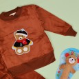 بجامة بتصميم رسوم الدب (قطعتين) للأطفال لون بني